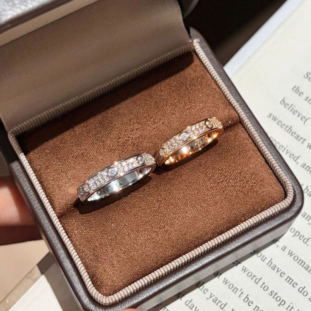 S925 Silver 18K Rose Gold Moissanite Ring