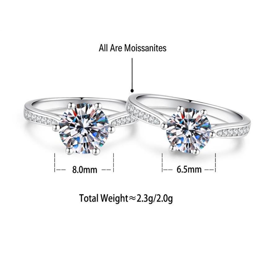 S925 Silver Six-Prong Ring with Colored Moissanite