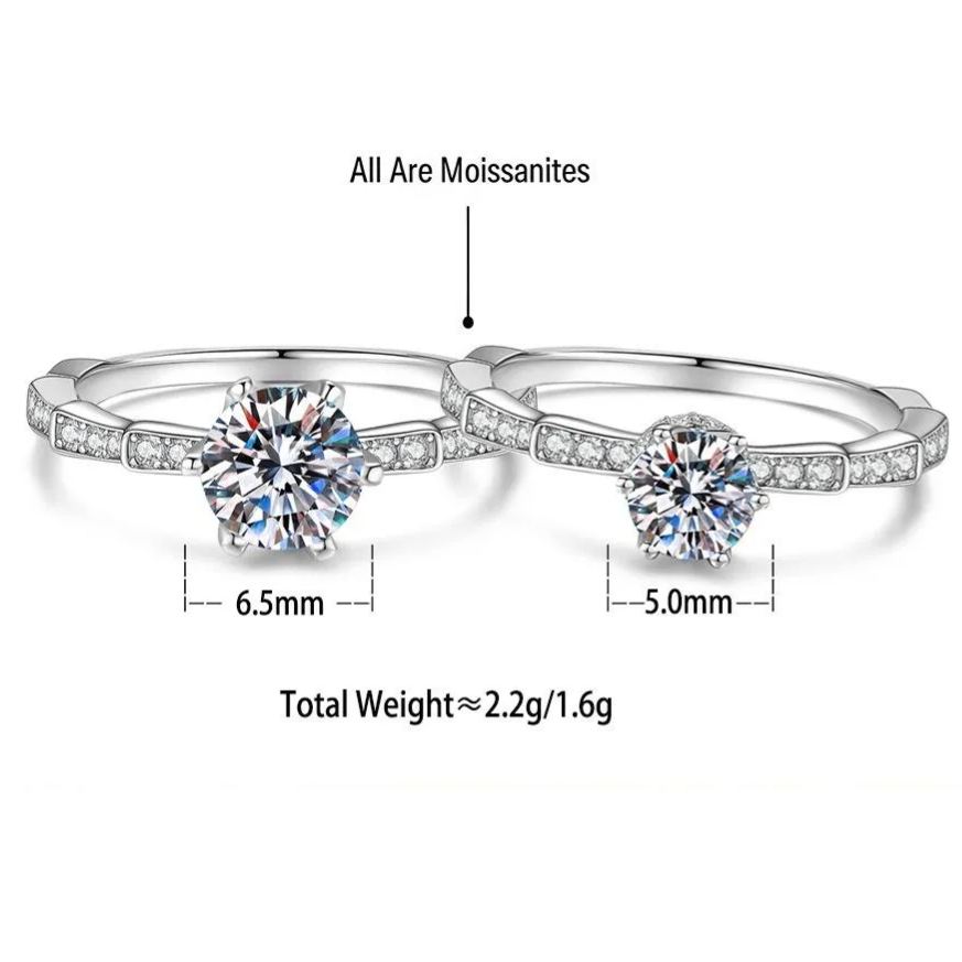 S925 Sterling Silver Snake Ring with Six-Prong Set Colored Moissanite
