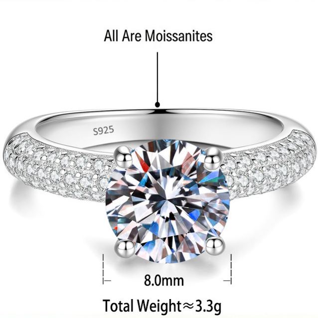 S925 Silver "Half-and-Half" Colored Moissanite Ring