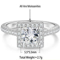 S925 Sterling Silver Square-Cut Colored Moissanite Ring