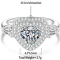 S925 Silver Heart-Shaped Ring with Colored Moissanite