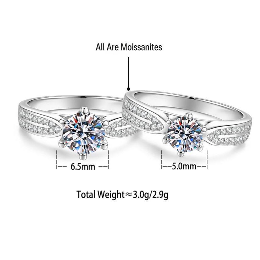S925 Sterling Silver "Starlight Queen" Ring with Colorful Moissanite