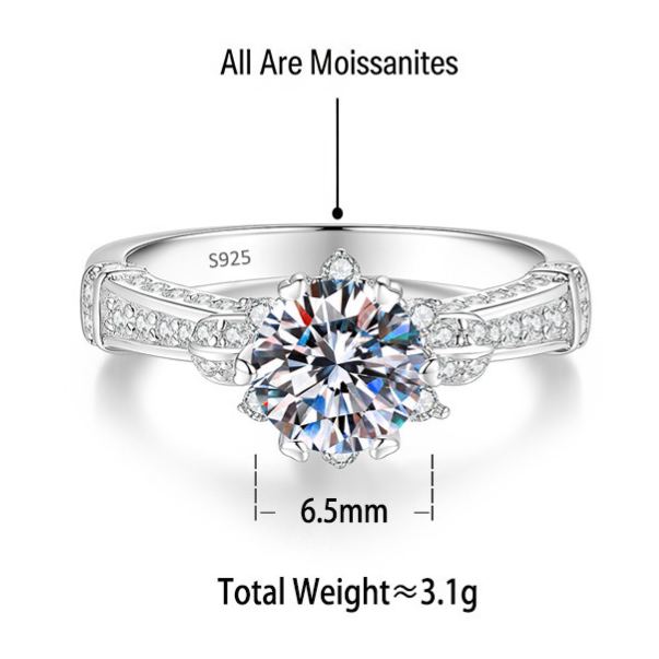 S925 Silver Colorful Moissanite Ring – Bouquet Design