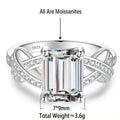 S925 Sterling Silver Rectangular Colored Moissanite Ring