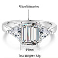 S925 Silver Rectangular Ring with Colored Moissanite