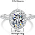 S925 Silver Oval-Shaped Ring with Colored Moissanite