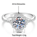 S925 Silver Flower Ring with Colored Moissanite