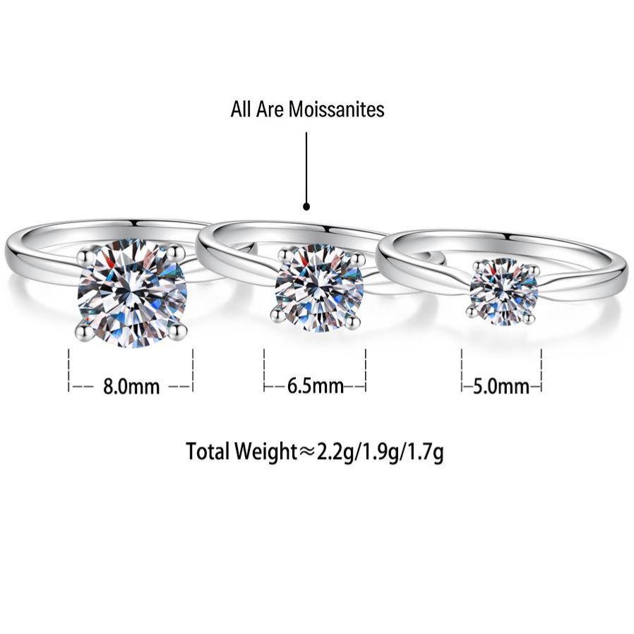 S925 Sterling Silver Moissanite Ring