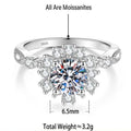 S925 Silver Flower Ring with Colorful Moissanite