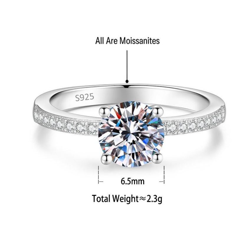 S925 Sterling Silver Ring with Colored Moissanite