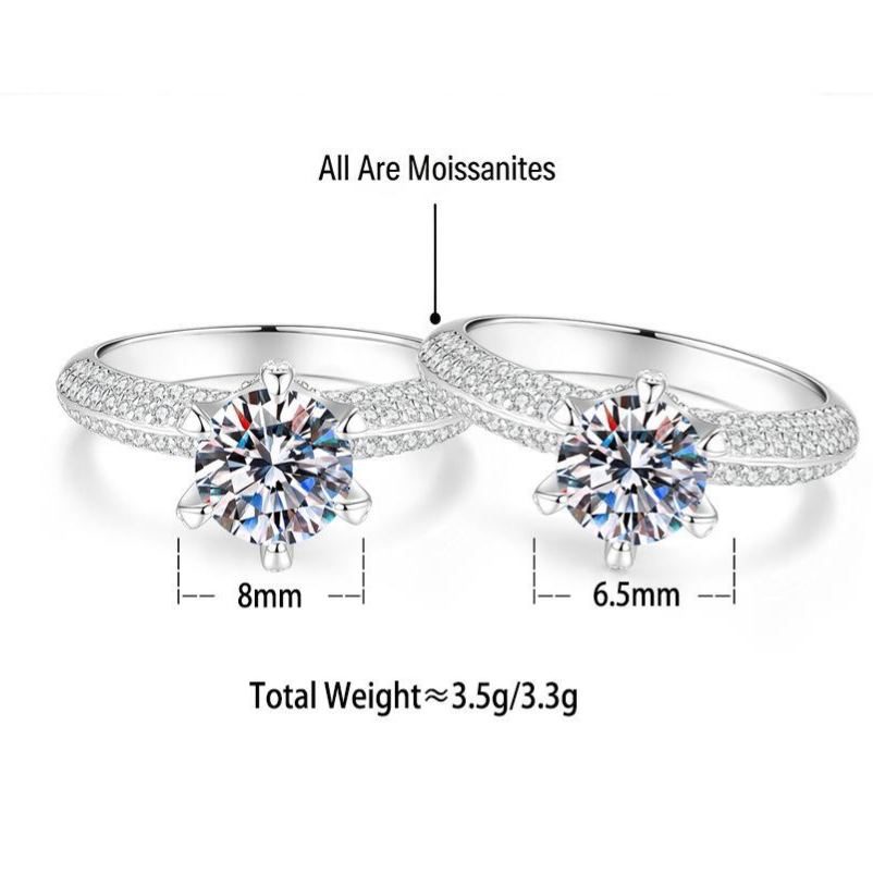 S925 Sterling Silver Six-Prong Moissanite Ring