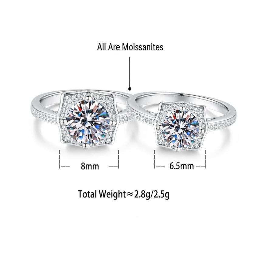 S925 Silver Ring with Square-Cut Colored Moissanite