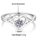 S925 Sterling Silver Heart-Shaped Colorful Moissanite Ring