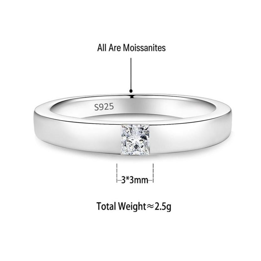 S925 Sterling Silver Moissanite Ring