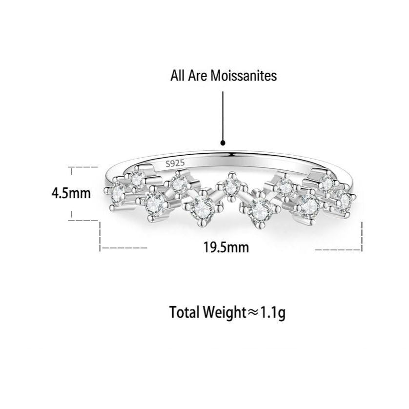 S925 Silver Moissanite "Starry Sky" Ring