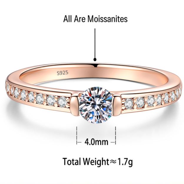 S925 Silver Micro-Pave Moissanite Ring