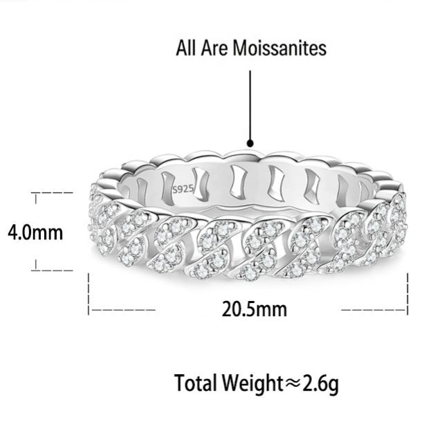 S925 Sterling Silver Moissanite Ring Plated with PT950 Platinum