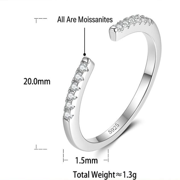 S925 Sterling Silver 18K Gold-Plated Moissanite Eternity Band