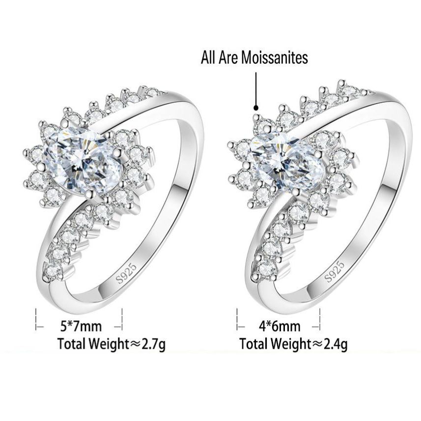 S925 Silver "Pigeon's Egg" Moissanite Ring