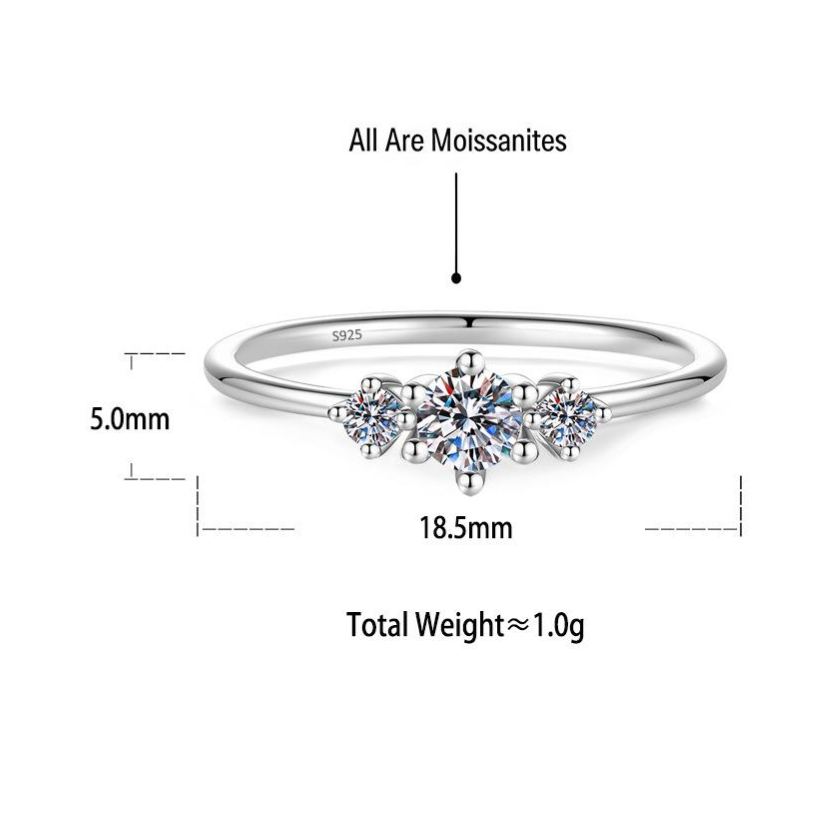 S925 Sterling Silver Moissanite Engagement Ring