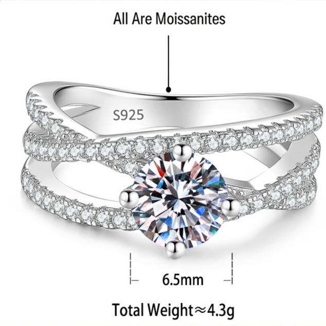 S925 Silver Moissanite Ring