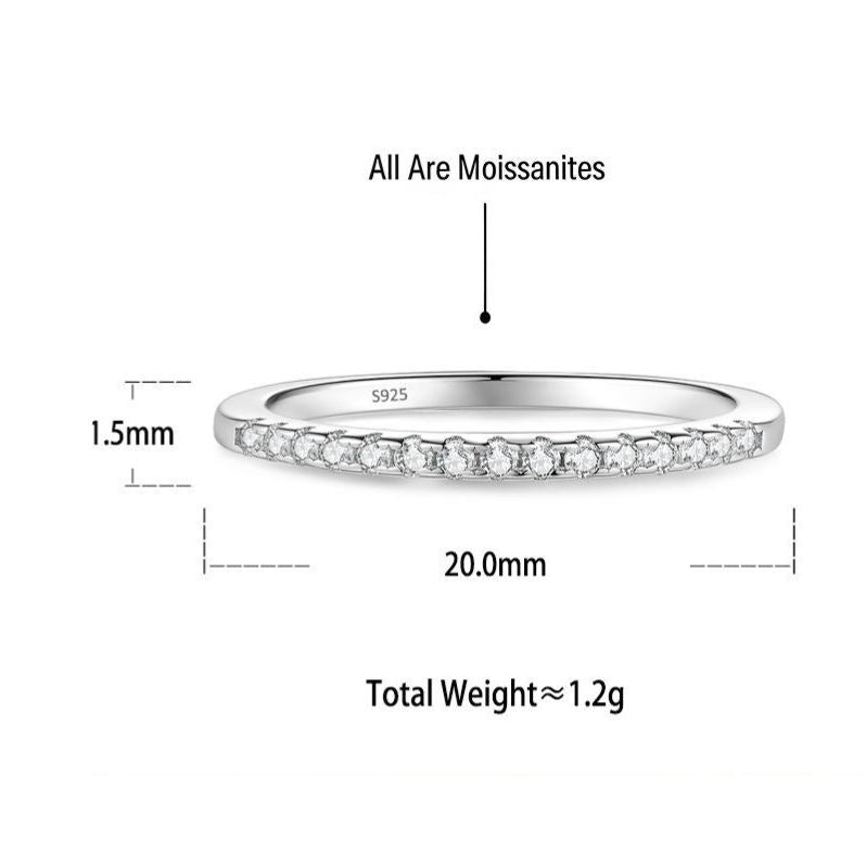 S925 Sterling Silver Micro-Pave Moissanite Ring