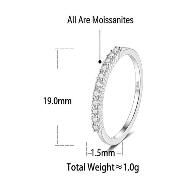 S925 Silver Micro-Pave Moissanite Ring