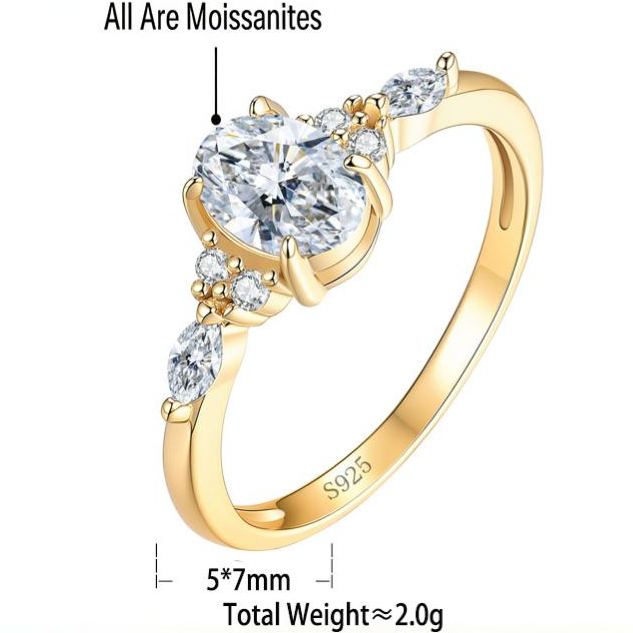 S925 Silver "Pigeon's Egg" Moissanite Ring