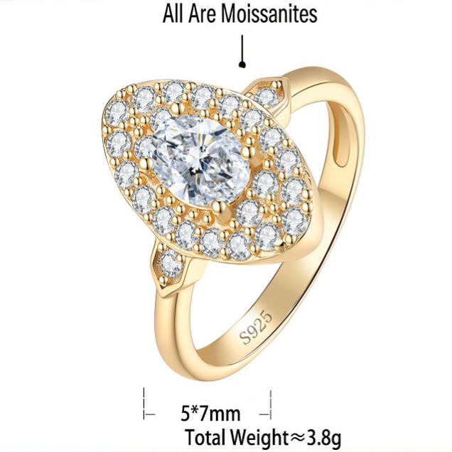 S925 Sterling Silver Vintage-Style "Pigeon's Egg" Moissanite Ring