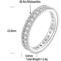 S925 Sterling Silver Moissanite Narrow Ring with Single-Row Beaded Edge