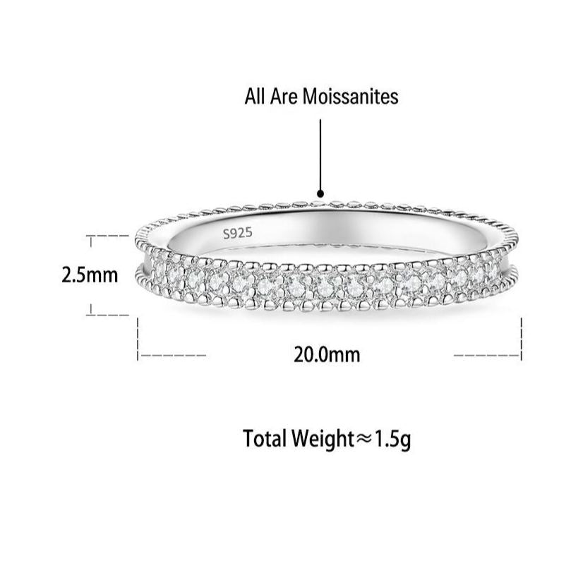 S925 Silver Moissanite Eternity Band