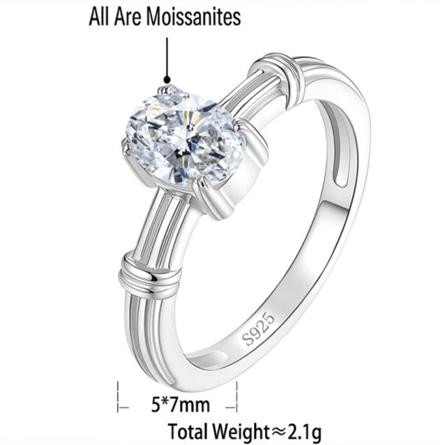 S925 Silver "Pigeon's Egg" Moissanite Ring