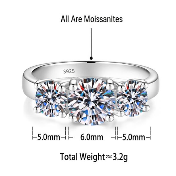S925 Silver Moissanite Ring