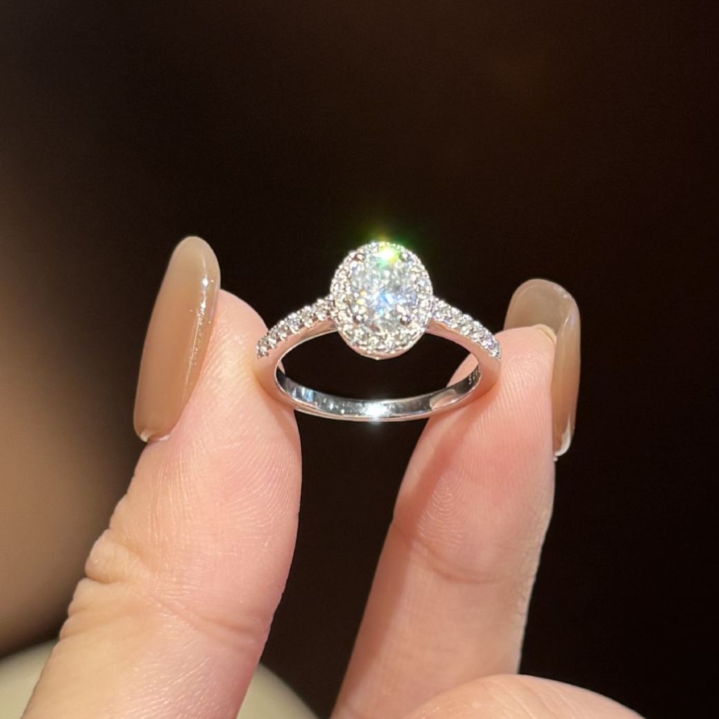 S925 Sterling Silver Moissanite Gemstone Ring