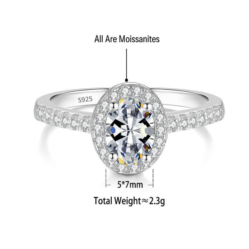 S925 Sterling Silver Moissanite Gemstone Ring