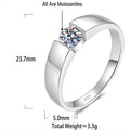S925 Silver Classic Moissanite Ring with a Smooth Finish