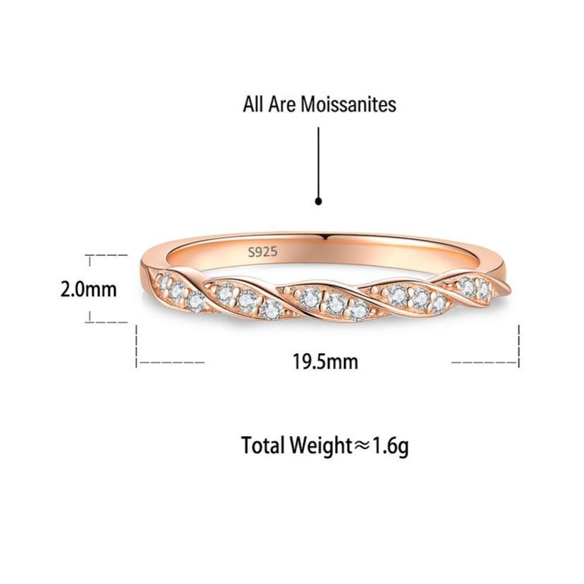 S925 Sterling Silver Rose Gold Twisted Möbius Ring