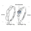 S925 Sterling Silver Adjustable Open-Band Couple's Rings