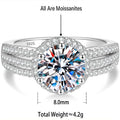 S925 Sterling Silver Six-Prong Moissanite Ring with Micro-Pave Setting