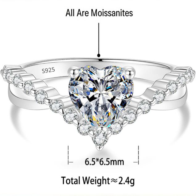 S925 Sterling Silver Openwork Cross Ring with Moissanite