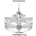 S925 Sterling Silver Princess-Cut Crown Ring