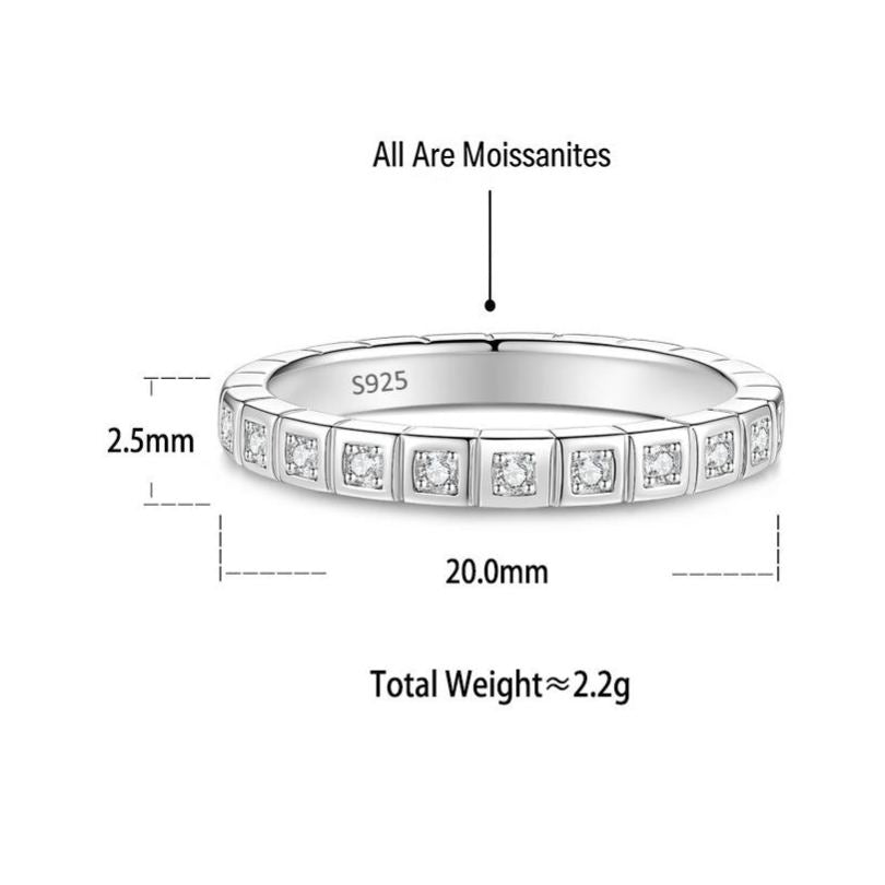S925 Silver Square Moissanite Ring