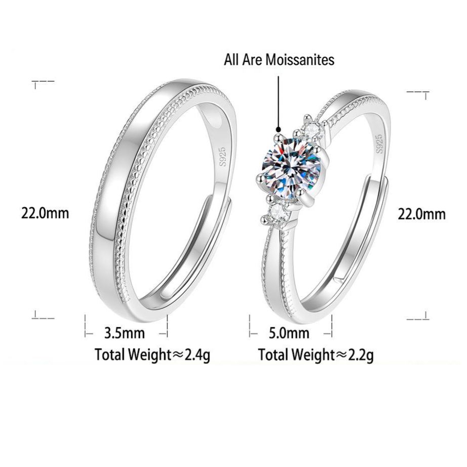 S925 Sterling Silver Moissanite Couple's Rings