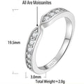 S925 Sterling Silver V-Shaped Moissanite Row Ring