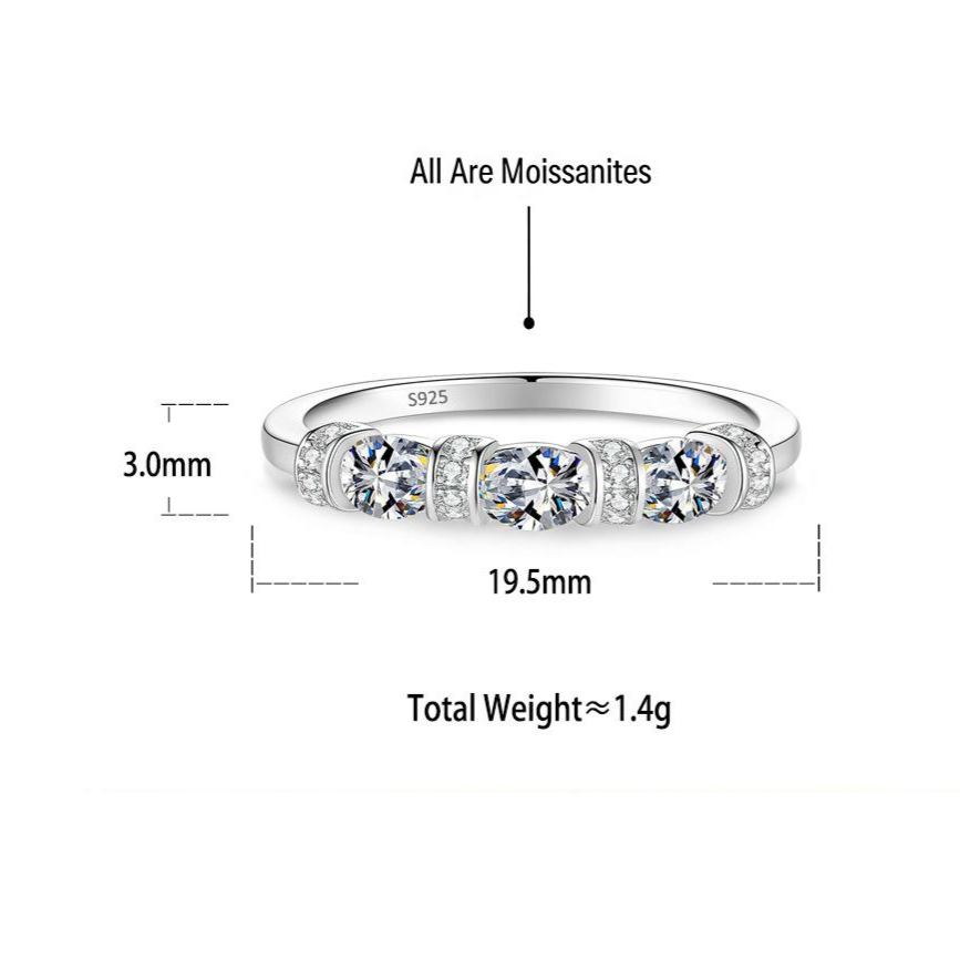 S925 Sterling Silver Closed-Band Oval Moissanite Ring
