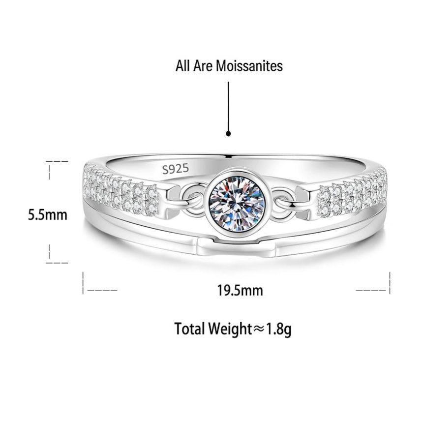 S925 Sterling Silver Moissanite Diamond Ring (PT950 Platinum Plated)