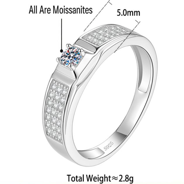 S925 Silver D-Color Moissanite "Starry Sky" Ring