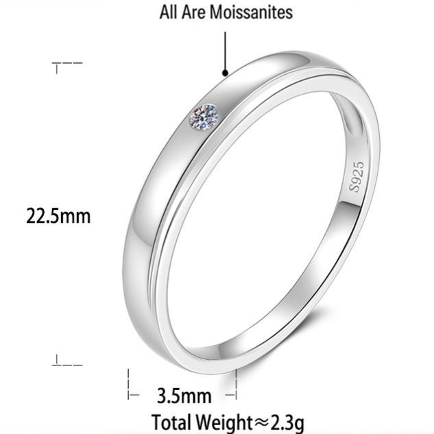 S925 Sterling Silver Six-Prong Moissanite Ring