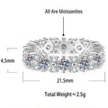 S925 Sterling Silver Moissanite Ring with Pavé-Set Stones